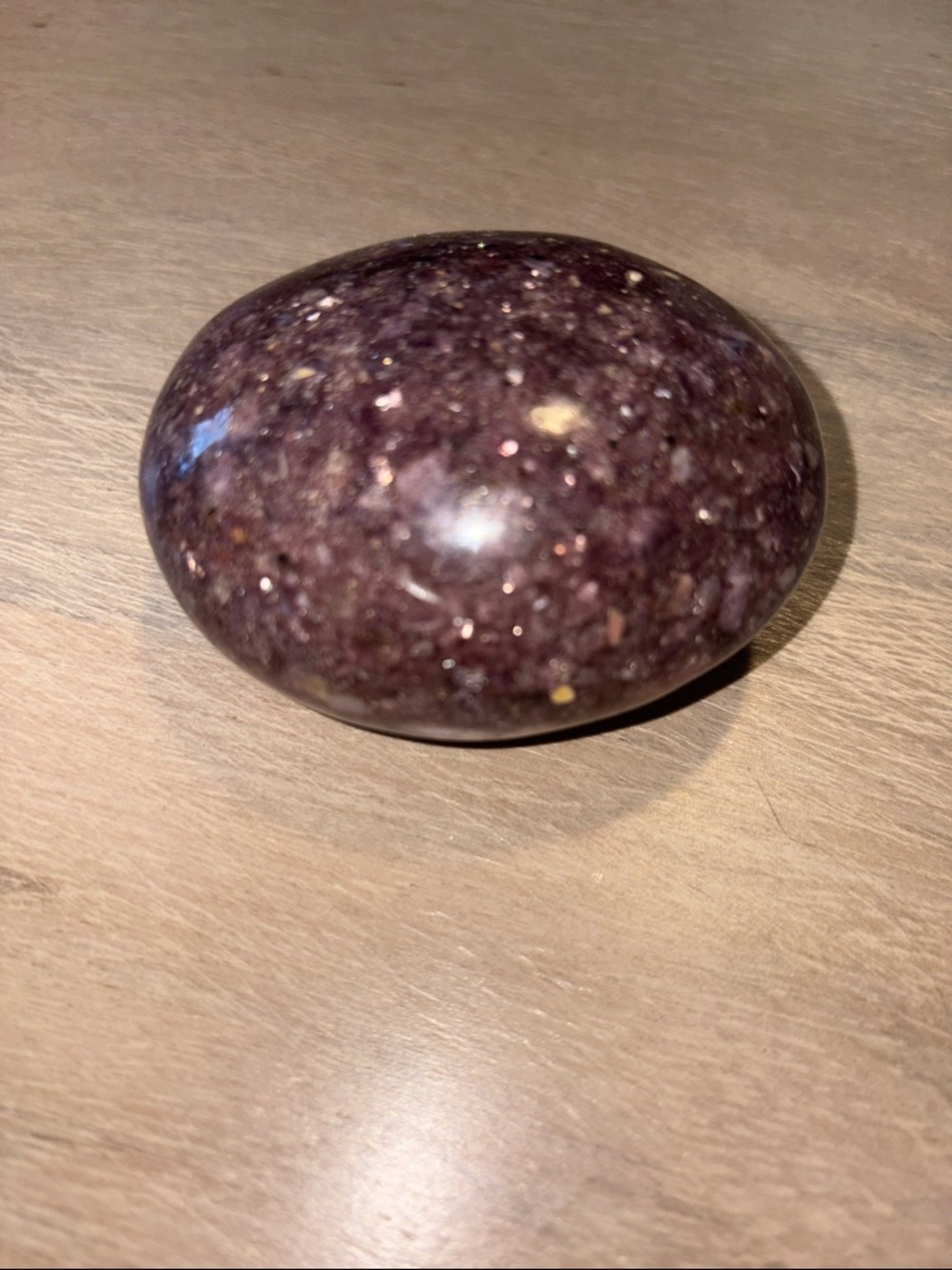 Polished Lepidolite Palm Stone - Deep Purple Gem